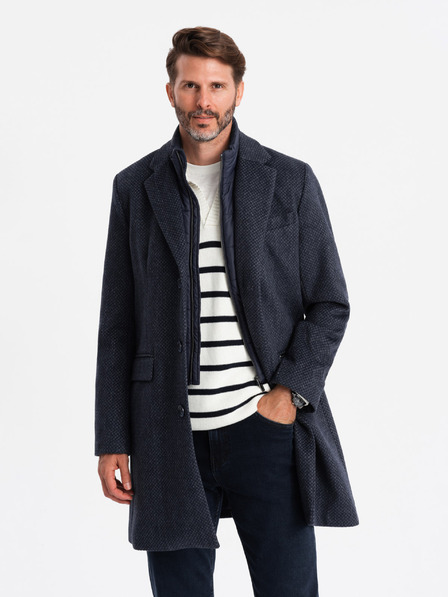 Ombre Clothing Ombre Clothing V2 OM-COWC-0121 Cappotto button down da uomo in misto lana