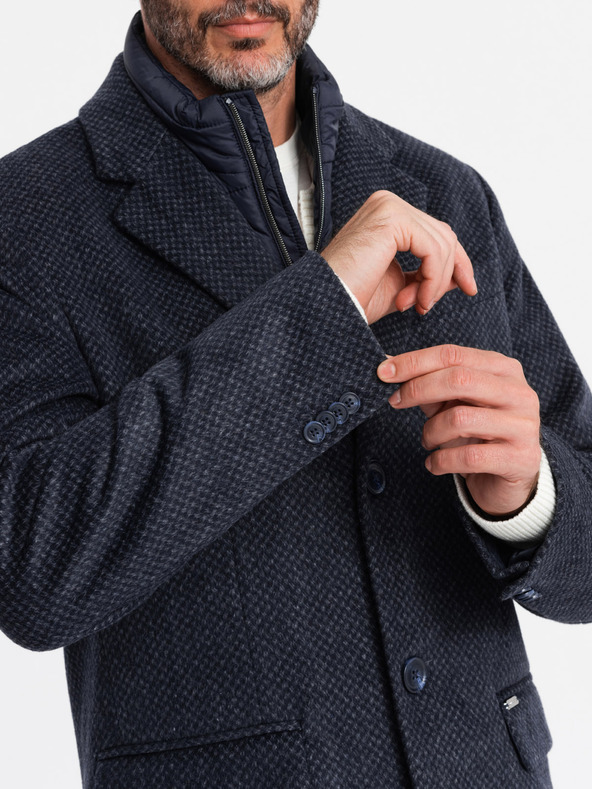 Ombre Clothing Ombre Clothing V2 OM-COWC-0121 Cappotto button down da uomo in misto lana