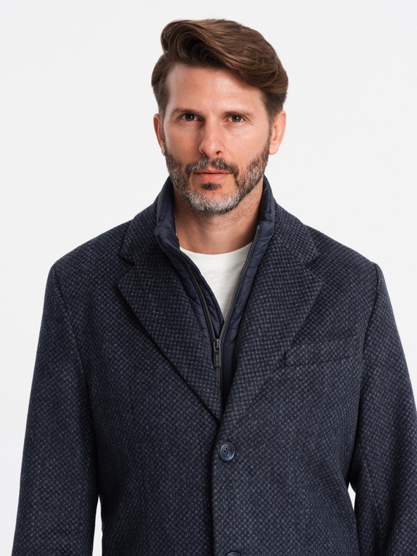 Ombre Clothing Cappotto in lana da uomo senza bottoni Ombre Clothing V1 OM-COWC-0121
