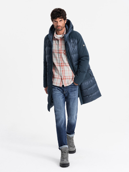 Ombre Clothing Giacca lunga trapuntata da uomo con tasconi Ombre Clothing