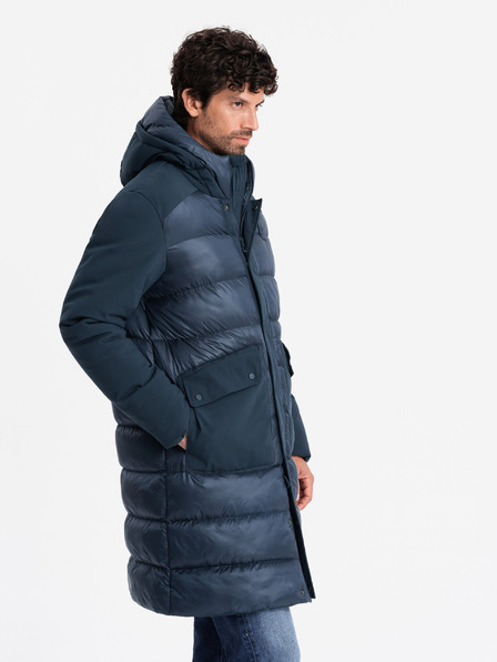 Ombre Clothing Giacca lunga trapuntata da uomo con tasconi Ombre Clothing