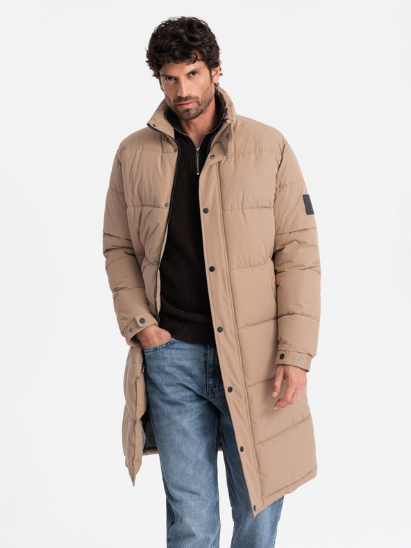 Ombre Clothing Giacca parka lunga trapuntata da uomo con cappuccio staccabile Ombre Clothing