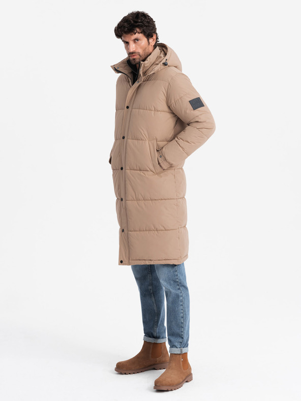 Ombre Clothing Giacca parka lunga trapuntata da uomo con cappuccio staccabile Ombre Clothing