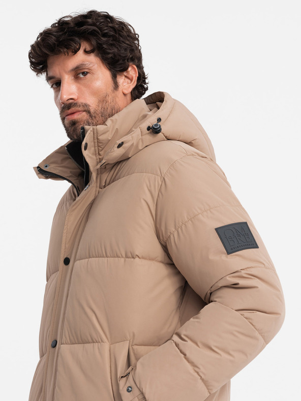 Ombre Clothing Giacca parka lunga trapuntata da uomo con cappuccio staccabile Ombre Clothing