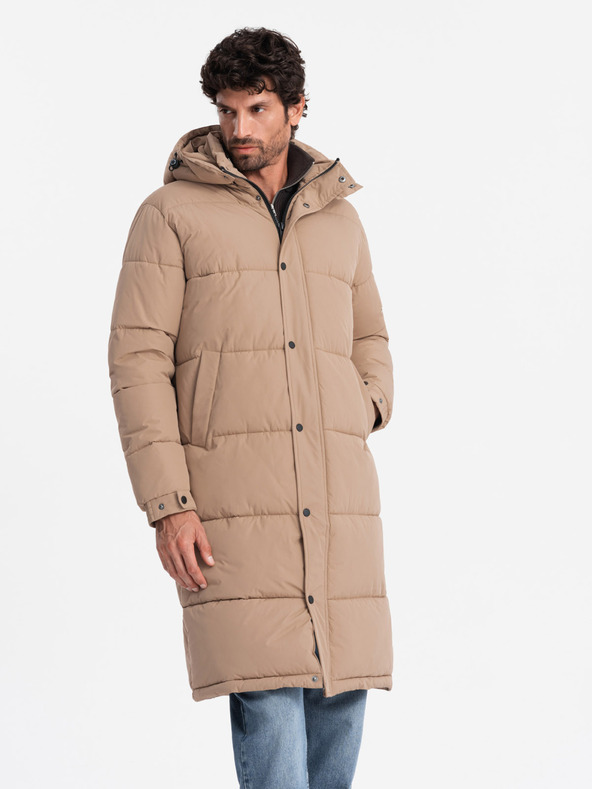 Ombre Clothing Giacca parka lunga trapuntata da uomo con cappuccio staccabile Ombre Clothing