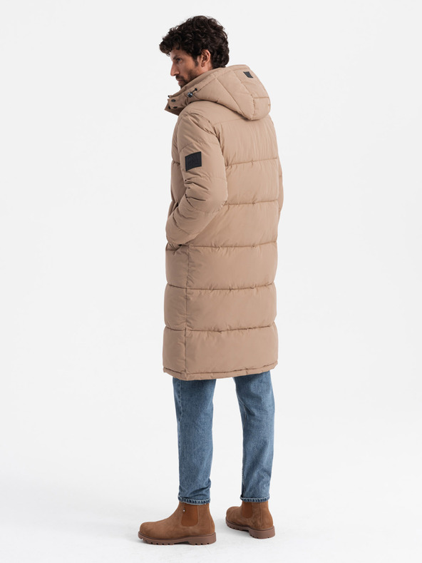 Ombre Clothing Giacca parka lunga trapuntata da uomo con cappuccio staccabile Ombre Clothing