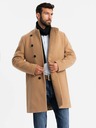 Ombre Clothing Cappotto da uomo con chiusura asimmetrica e collo alto marrone chiaro Ombre Clothing