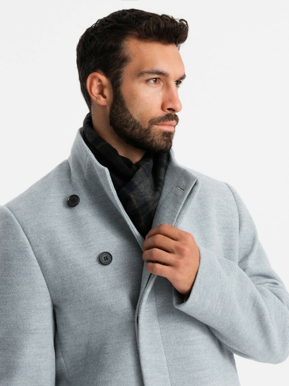 Ombre Clothing Parka da uomo a collo alto con chiusura asimmetrica grigio Ombre Clothing
