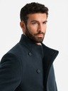 Ombre Clothing Cappotto asimmetrico con bottoni e collo alto da uomo blu scuro Ombre Clothing