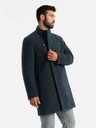 Ombre Clothing Cappotto asimmetrico con bottoni e collo alto da uomo blu scuro Ombre Clothing
