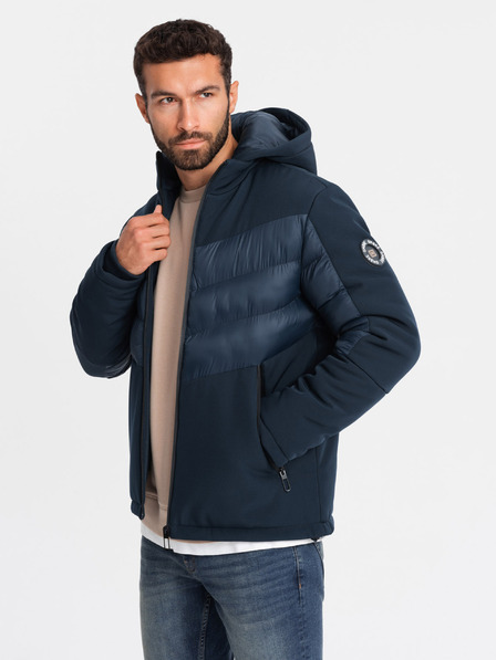 Ombre Clothing Giacca trapuntata a collo alto da uomo Blu scuro Ombre Abbigliamento