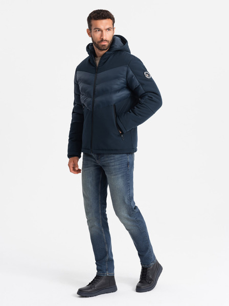 Ombre Clothing Giacca trapuntata a collo alto da uomo Blu scuro Ombre Abbigliamento