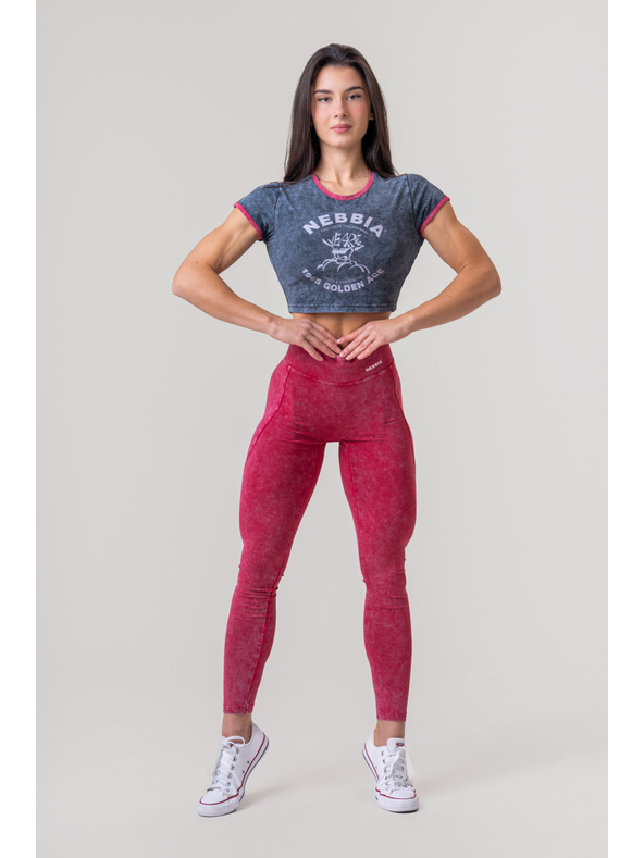 Nebbia Leggings lavati a vita alta LEGACY 777 XS, rosso