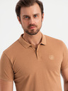 Ombre Clothing Polo uomo in cotone BASIC - bianco/bianco/marrone V6 OM-POBS-0133 Ombre Clothing