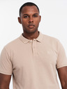 Ombre Clothing Polo uomo in cotone BASIC - bianco/bianco/marrone V6 OM-POBS-0133 Ombre Clothing