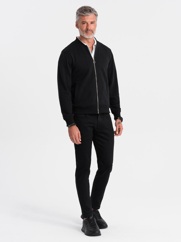 Ombre Clothing Felpa bomber uomo in cotone elasticizzato nero Ombre Clothing