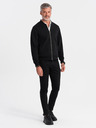 Ombre Clothing Felpa bomber uomo in cotone elasticizzato nero Ombre Clothing