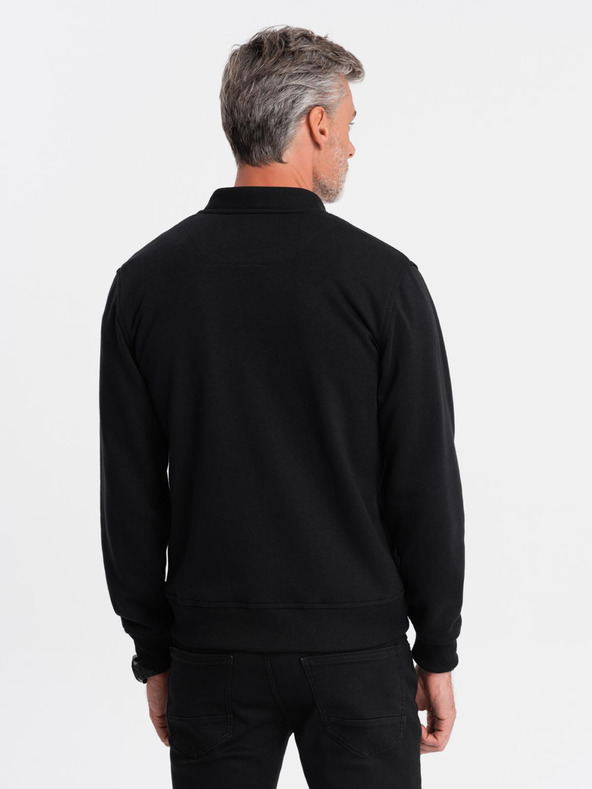 Ombre Clothing Felpa bomber uomo in cotone elasticizzato nero Ombre Clothing