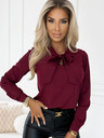 numoco Camicetta bordeaux a maniche lunghe con cravatta anteriore Numoco