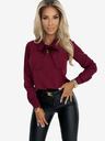 numoco Camicetta bordeaux a maniche lunghe con cravatta anteriore Numoco