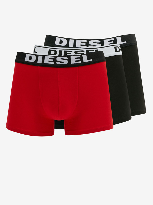 Diesel Set di tre boxer da uomo Diesel in rosso e nero