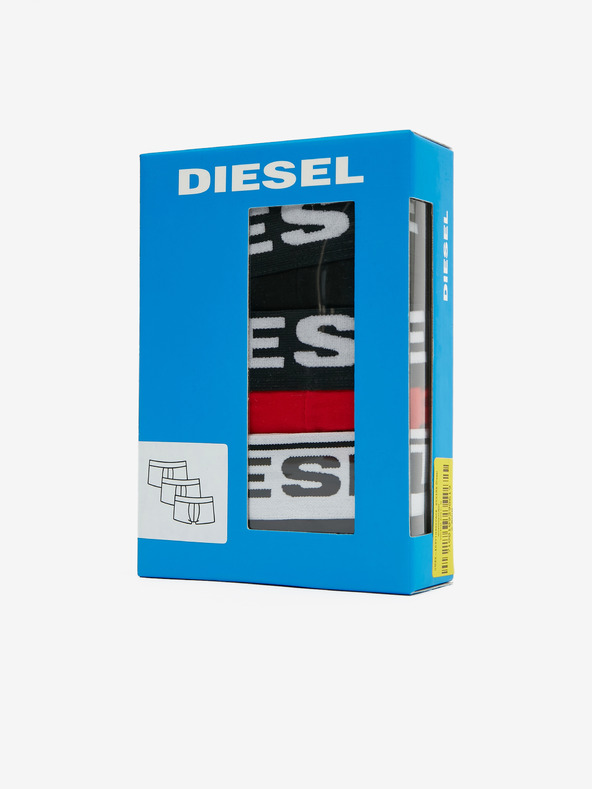 Diesel Set di tre boxer da uomo Diesel in rosso e nero