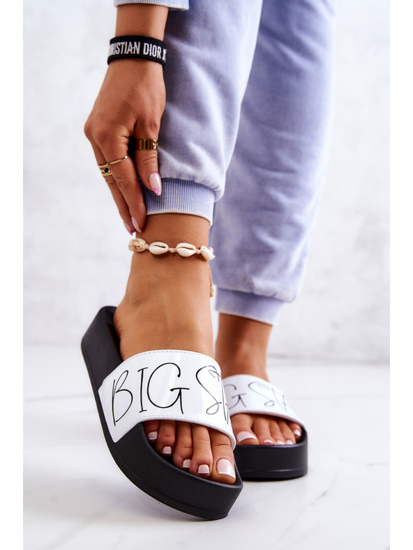 BIG STAR SHOES Pantofole Big Star bianche e nere da donna