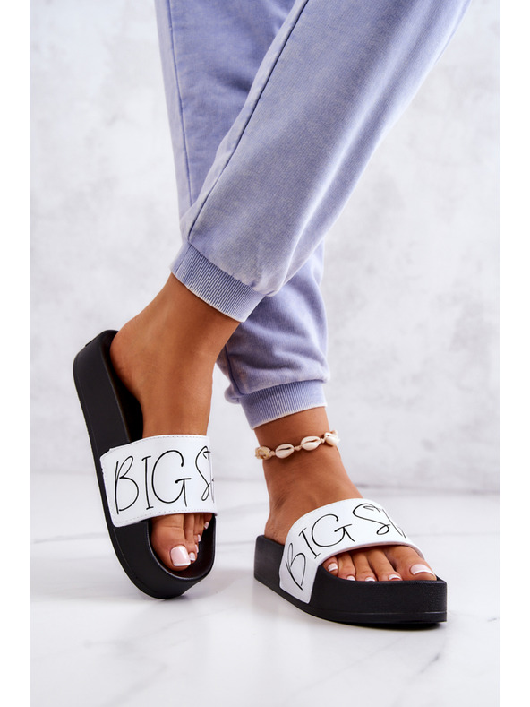 BIG STAR SHOES Pantofole Big Star bianche e nere da donna