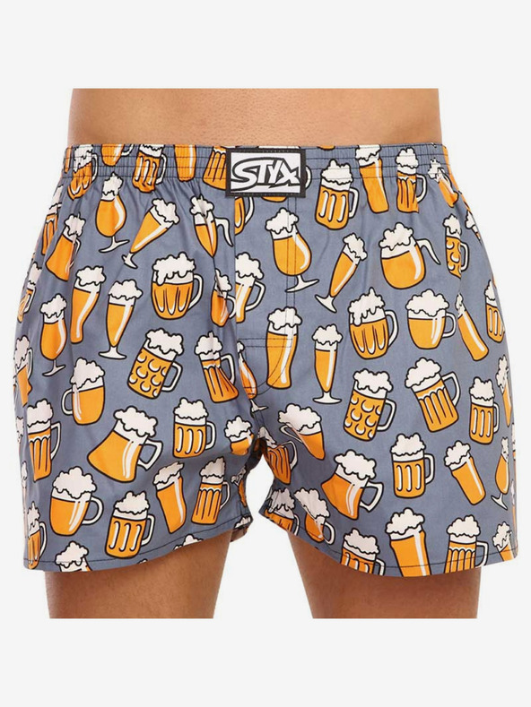 Styx Pantaloncini da uomo gialli e grigi a fantasia Styx Beer