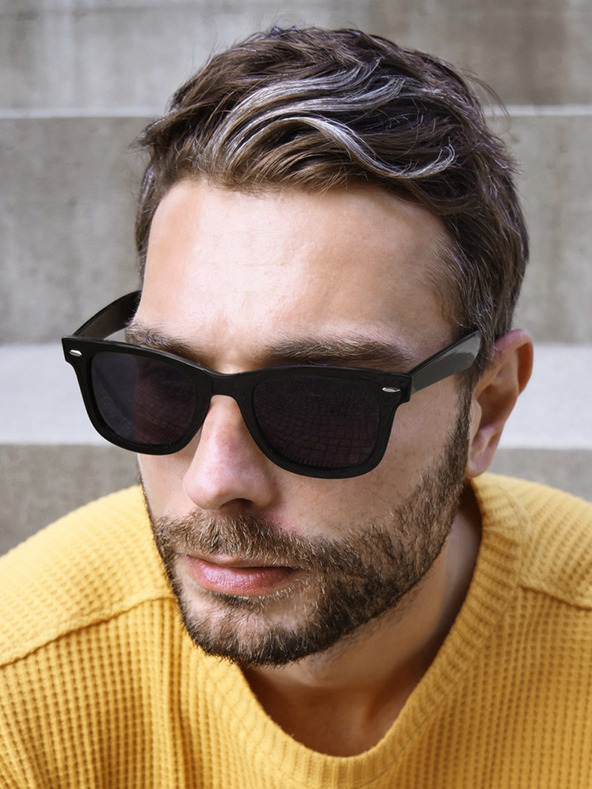 VEYREY VeyRey Occhiali da sole polarizzati Nerd nero lucido con lenti nere