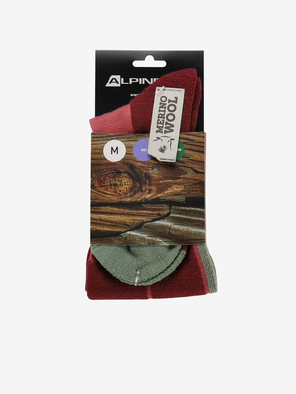 ALPINE PRO Calzini unisex in lana merino rosa e rossi ALPINE PRO RODE