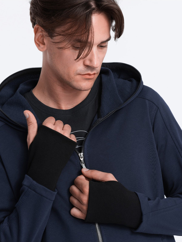 Ombre Clothing Felpa con cappuccio blu scuro da uomo Ombre Clothing