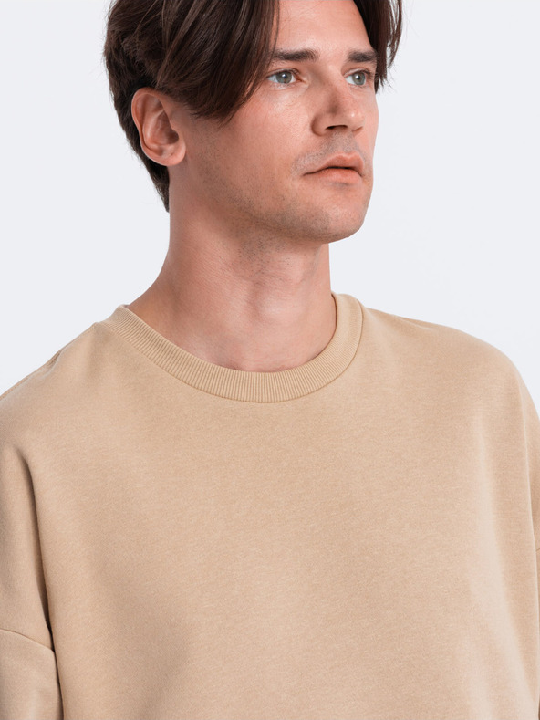Ombre Clothing Felpa da uomo bianca e beige Ombre Clothing