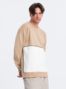 Ombre Clothing Felpa da uomo bianca e beige Ombre Clothing