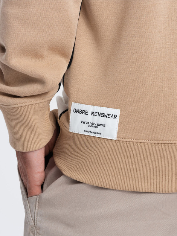 Ombre Clothing Felpa da uomo bianca e beige Ombre Clothing