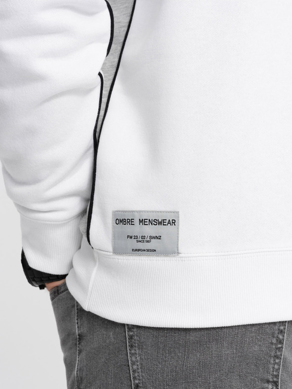 Ombre Clothing Felpa da uomo grigia e bianca Ombre Clothing