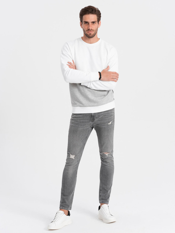 Ombre Clothing Felpa da uomo grigia e bianca Ombre Clothing