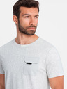 Ombre Clothing T-shirt da uomo grigio chiaro con taschino Ombre Clothing