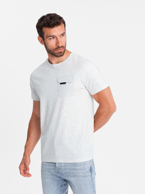 Ombre Clothing T-shirt da uomo grigio chiaro con taschino Ombre Clothing