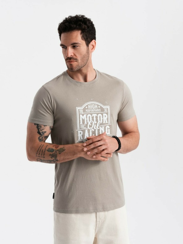 Ombre Clothing T-shirt stampata grigia da uomo Ombre Clothing