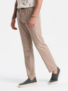 Ombre Clothing Pantaloni chino da uomo marrone chiaro con lino Ombre Clothing