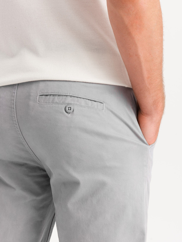 Ombre Clothing Pantaloni chino da uomo grigio chiaro con cintura decorativa Ombre Clothing