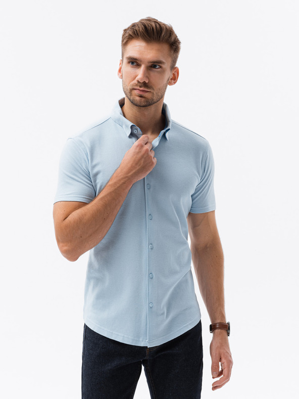 Ombre Clothing Maglia a maniche corte da uomo blu chiaro Ombre Clothing