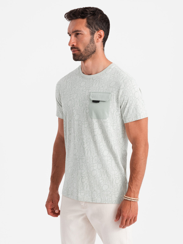 Ombre Clothing T-shirt tascabile da uomo verde chiaro Ombre Clothing
