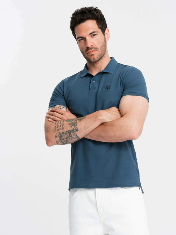 Ombre Clothing Polo basic da uomo blu Ombre Clothing