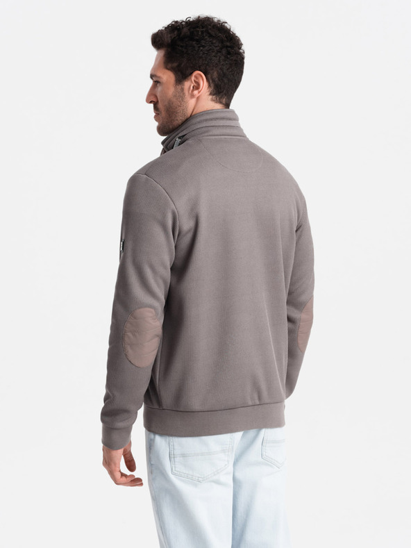 Ombre Clothing Giacca a collo alto da uomo grigia con interno in pile Ombre Clothing