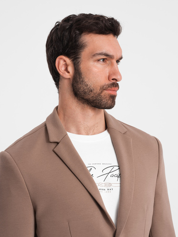Ombre Clothing Blazer beige da uomo con tasche Ombre Clothing