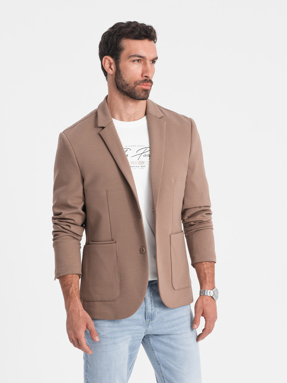 Ombre Clothing Blazer beige da uomo con tasche Ombre Clothing