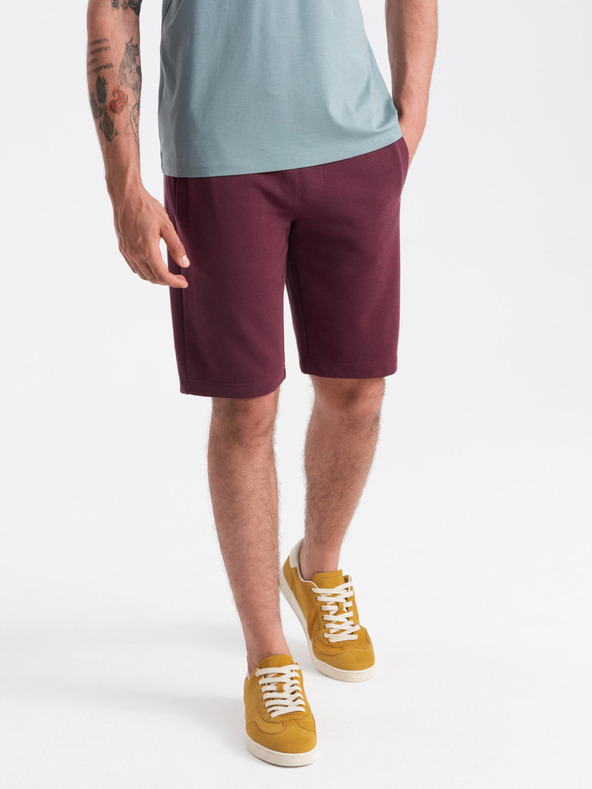 Ombre Clothing Pantaloncini della tuta basic da uomo bordeaux Ombre Clothing
