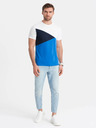 Ombre Clothing T-shirt da uomo in cotone bianco e blu Ombre Clothing